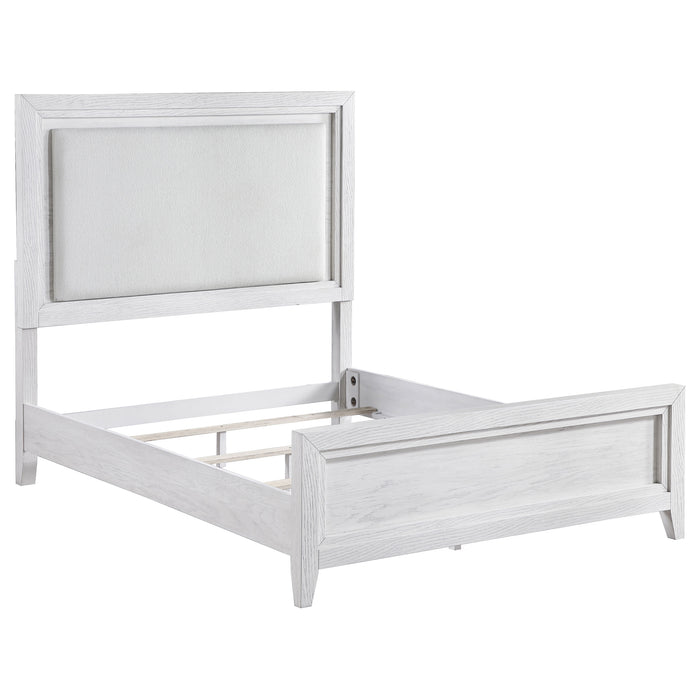 Marielle California King Panel Bed Distressed White