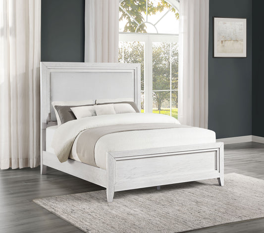 Marielle California King Panel Bed Distressed White