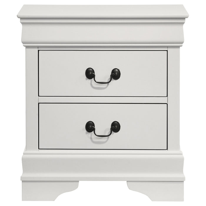 Louis Philippe 2-drawer Nightstand Bedside Table White