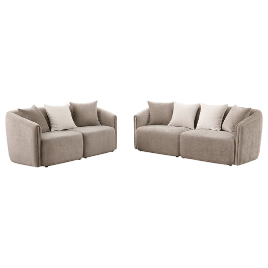 Townsend 2-piece Chenille Upholstered Sofa Set Latte