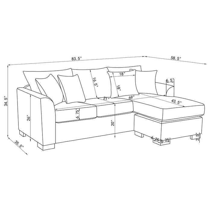 Storey Upholstered Sleeper Sectional Chaise Sofa Camel