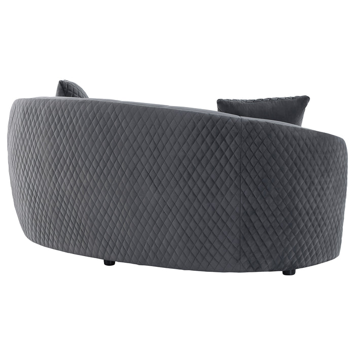 Brookside Velvet Upholstered Curved Loveseat Dark Grey