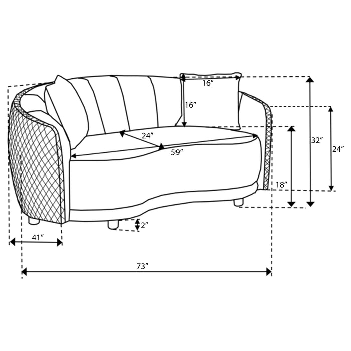 Brookside Velvet Upholstered Curved Loveseat Dark Grey