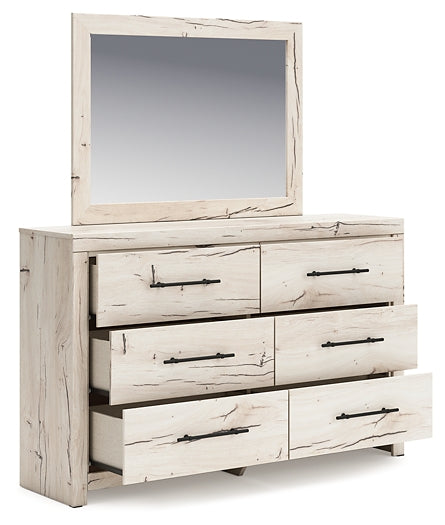 Lawroy Queen Panel Storage Bed with Mirrored Dresser