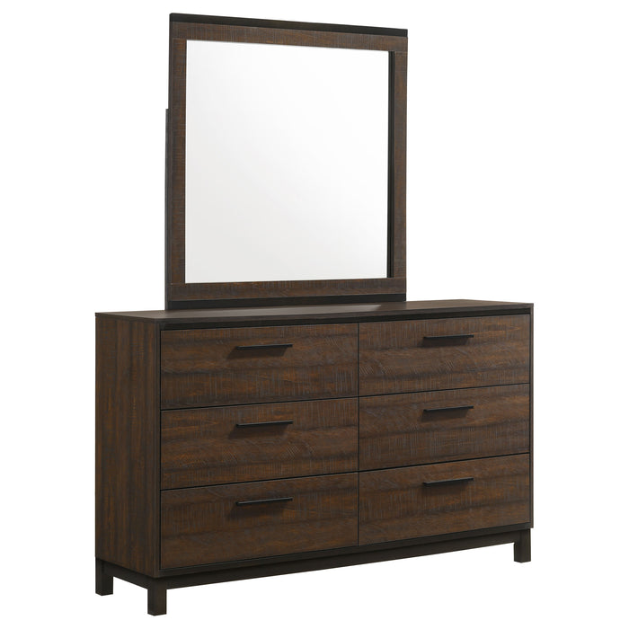 Edmonton 6-drawer Dresser with Mirror Rustic Tobacco