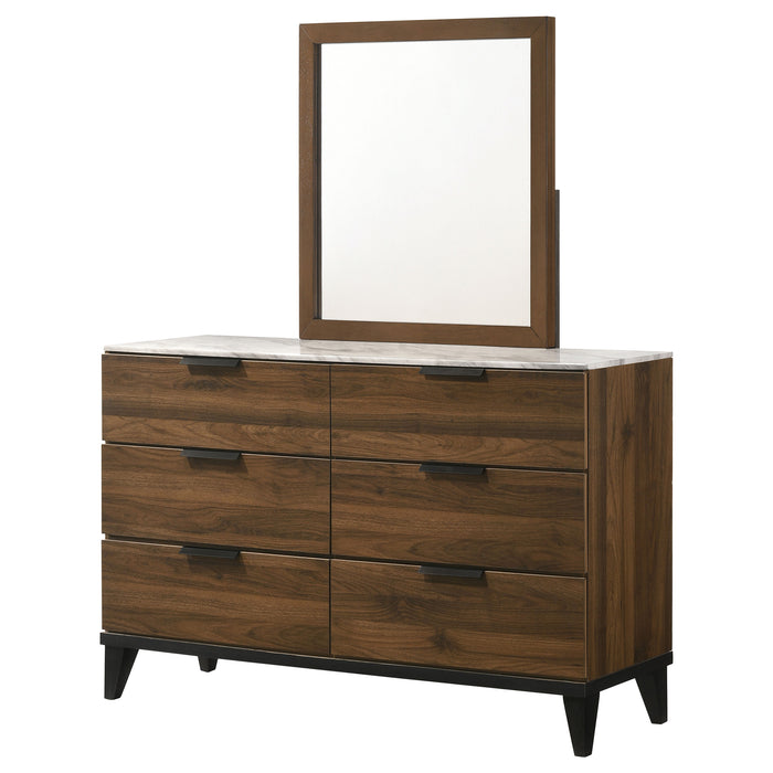 Mays 6-drawer Dresser with Mirror Walnut