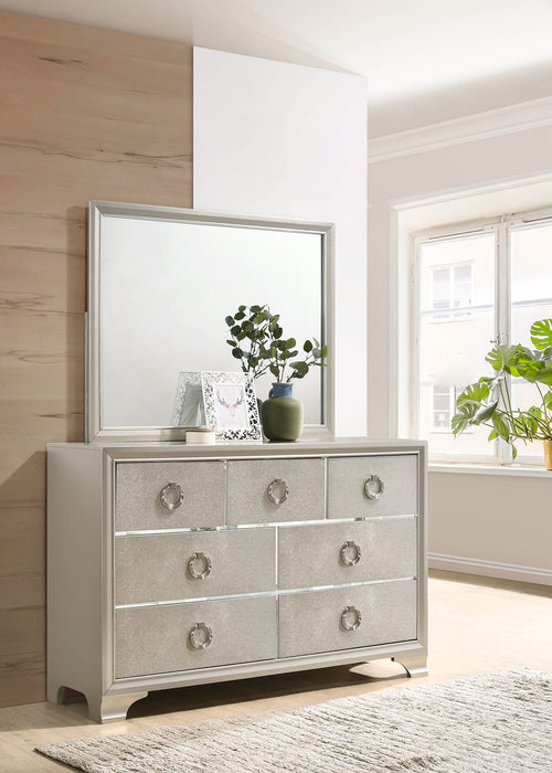 Salford 7-drawer Dresser with Mirror Metallic Sterling