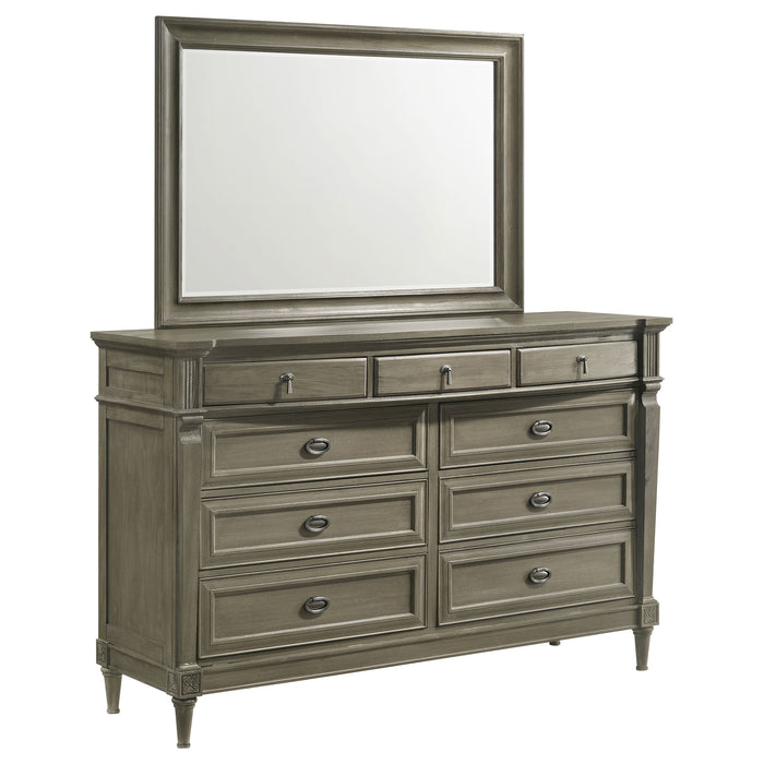 Alderwood 9-drawer Dresser with Mirror French Grey