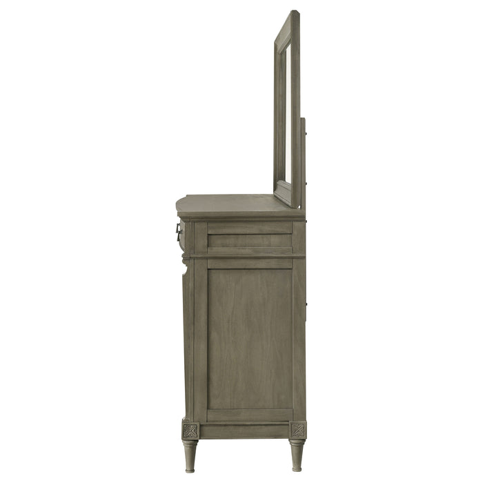 Alderwood 9-drawer Dresser with Mirror French Grey