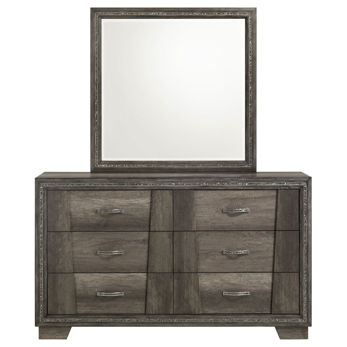 Janine 6-drawer Dresser with Mirror Grey