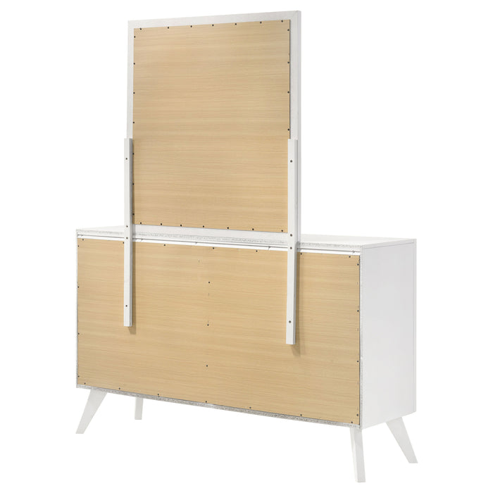 Janelle 6-drawer Dresser with Mirror White