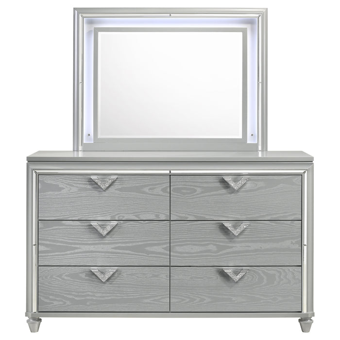 Veronica 6-drawer Dresser with Mirror Light Silver