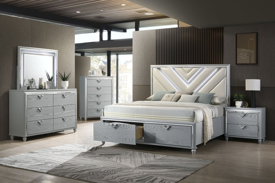 Veronica 6-drawer Dresser with Mirror Light Silver