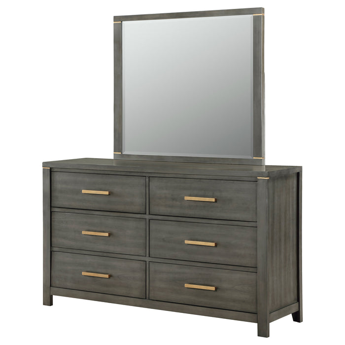 Kieran 6-drawer Dresser with Mirror Grey