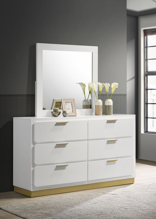 Caraway 6-drawer Dresser with Mirror White