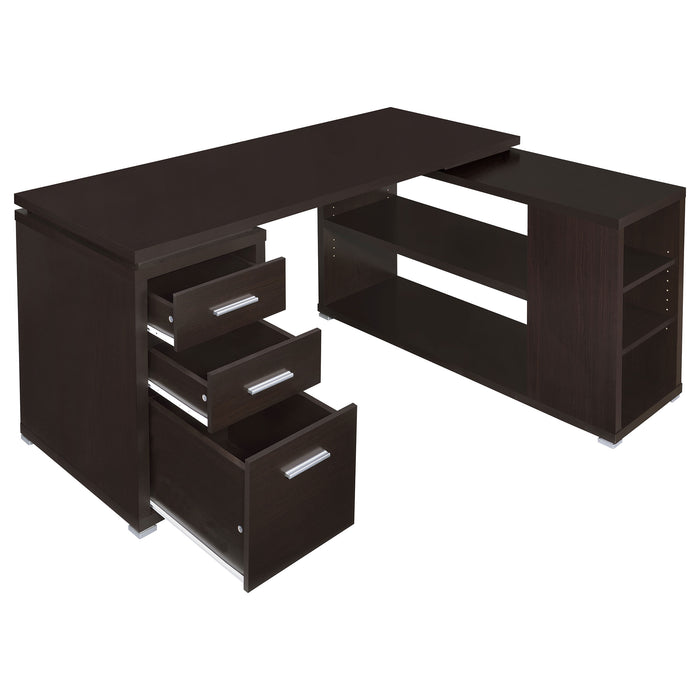 Yvette 60-inch 3-drawer L-Shape Computer Desk Cappuccino