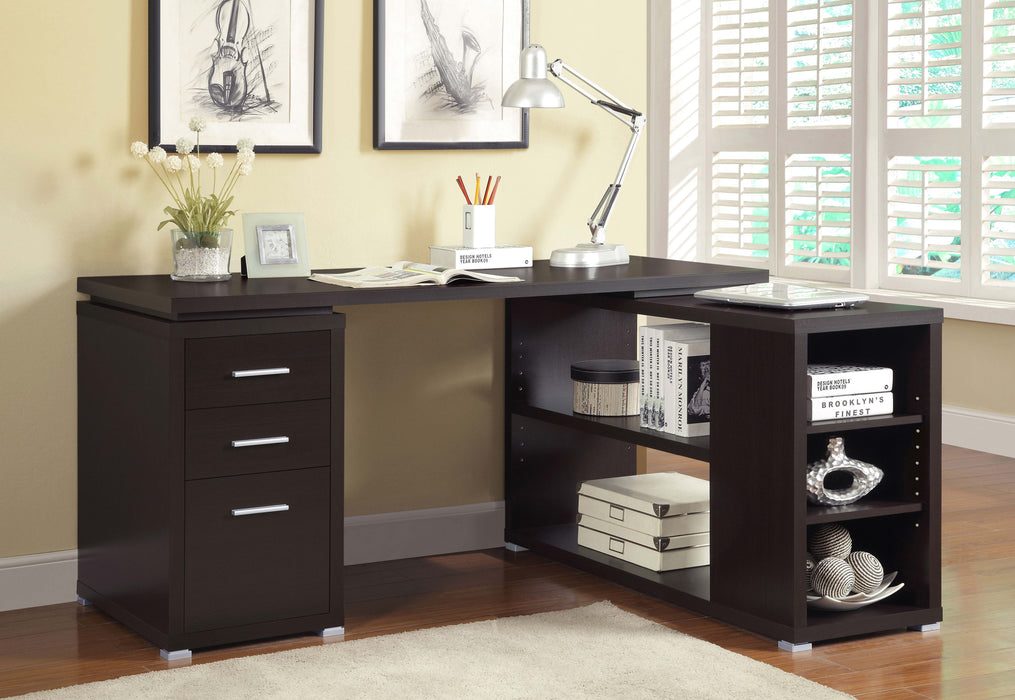 Yvette 60-inch 3-drawer L-Shape Computer Desk Cappuccino