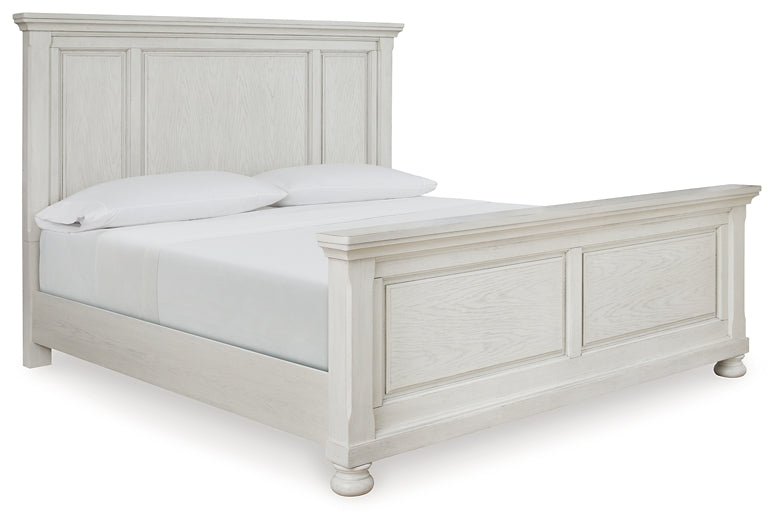 Robbinsdale King Panel Bed with Mirrored Dresser and 2 Nightstands