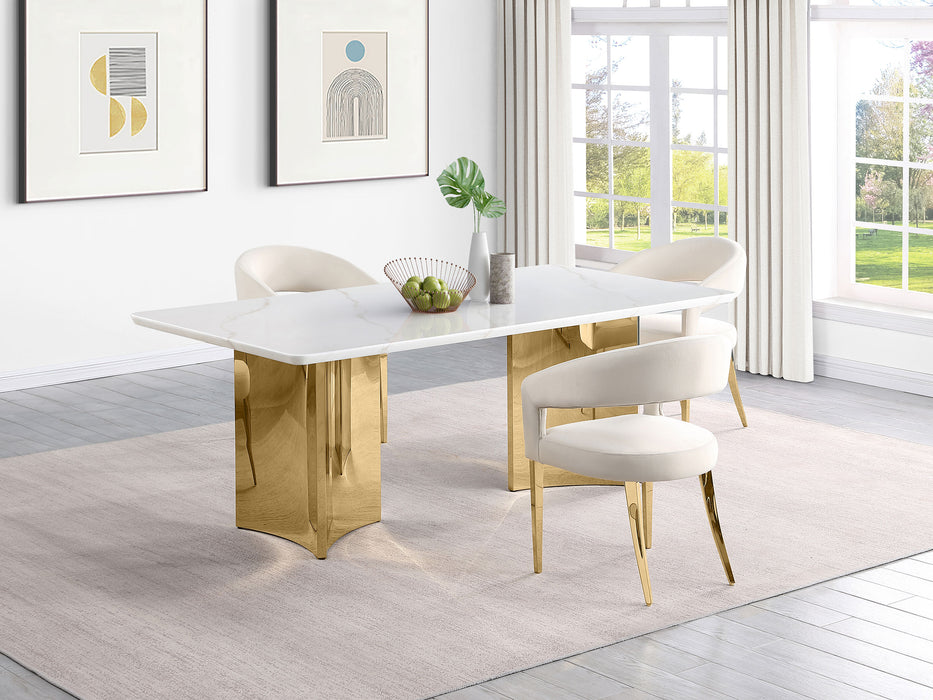 Telvin Rectangular 79-inch Marble Top Dining Table White