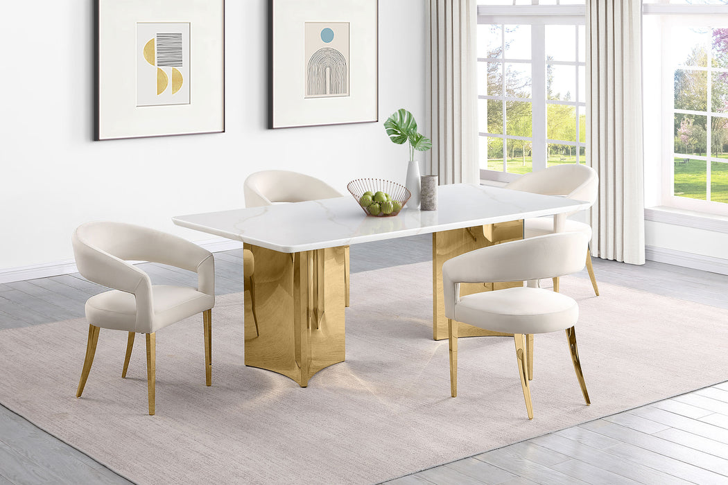 Telvin Rectangular 79-inch Marble Top Dining Table White