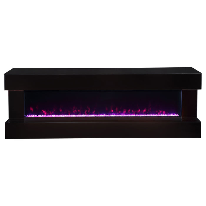 Vallerie 71" TV Stand with Visual Flame Box Black