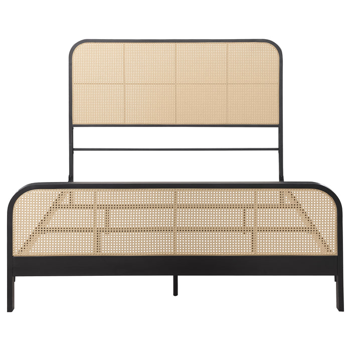 Lanewood Open Cane Rattan Metal Eastern King Bed Black