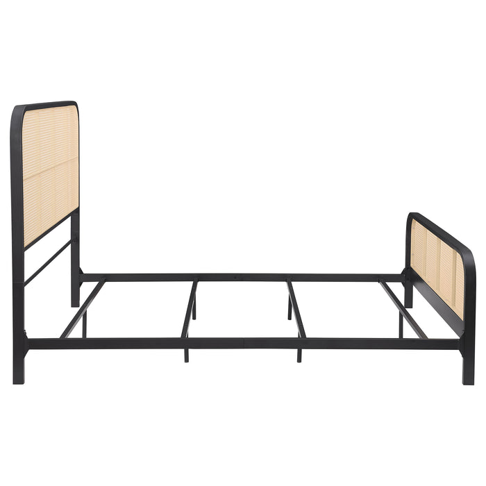 Lanewood Open Cane Rattan Metal Eastern King Bed Black