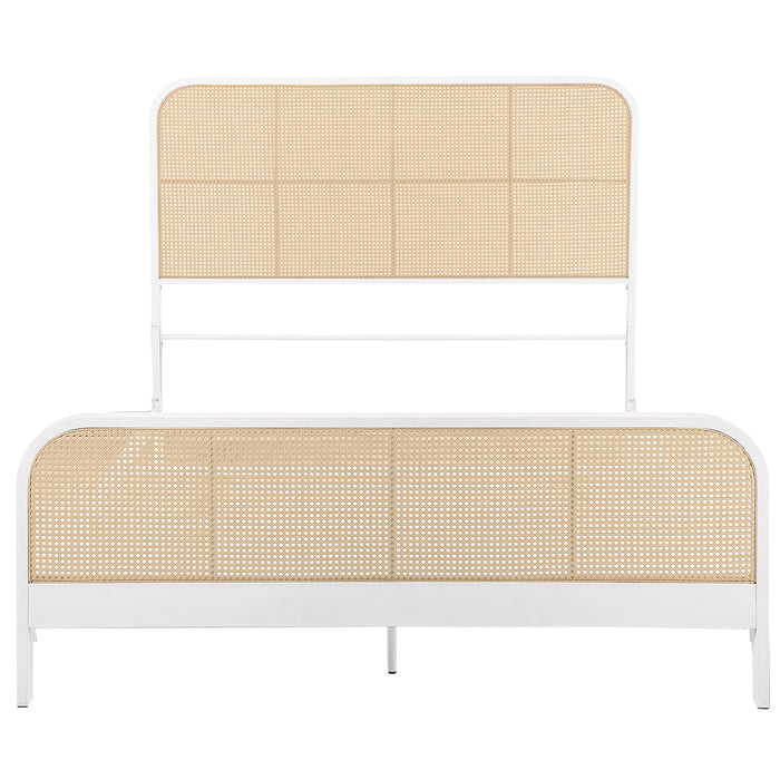 Lanewood Open Cane Rattan Metal Eastern King Bed White