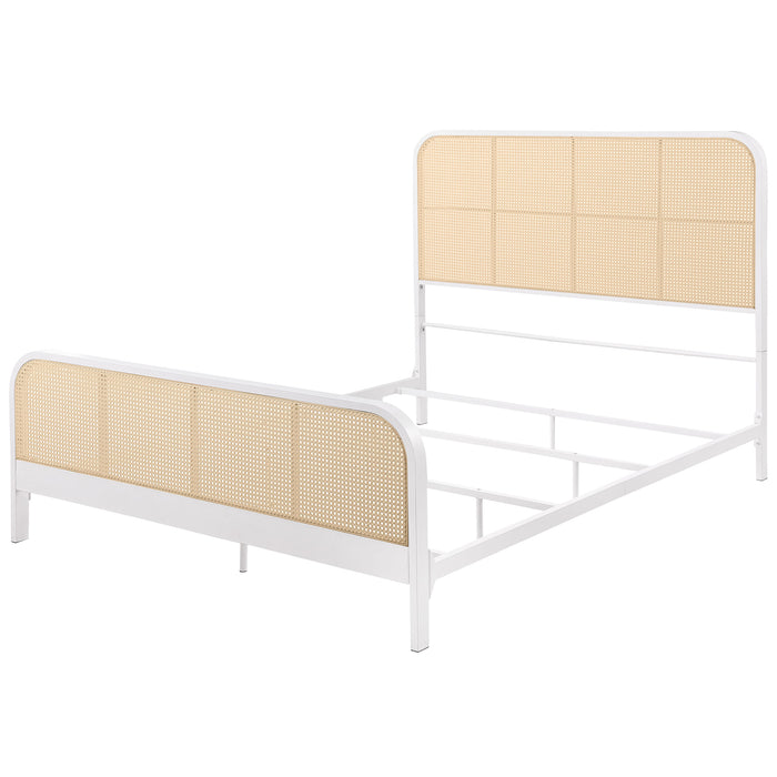 Lanewood Open Cane Rattan Metal Eastern King Bed White