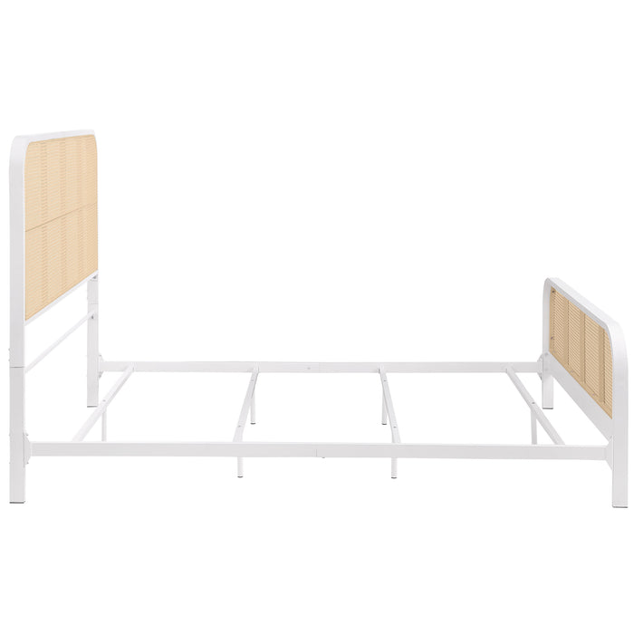 Lanewood Open Cane Rattan Metal Eastern King Bed White