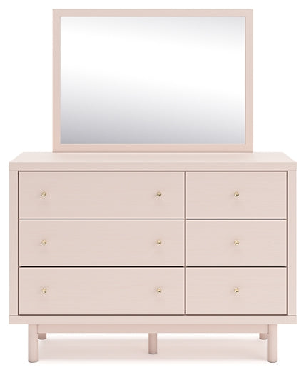 Wistenpine Twin Upholstered Panel Headboard with Mirrored Dresser and Nightstand