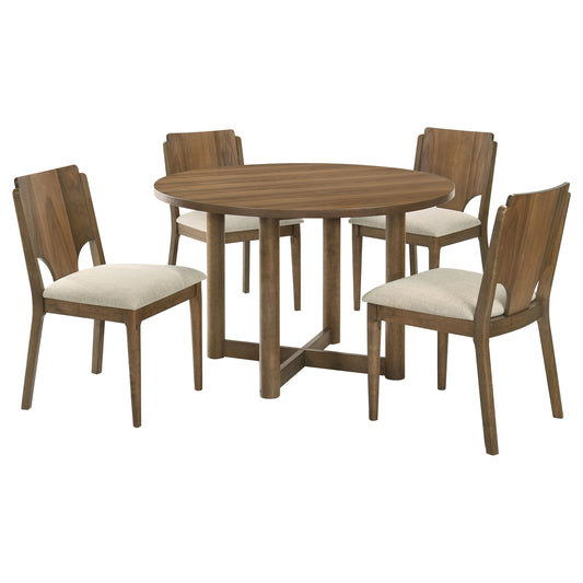 Biltmore 5-piece 46-inch Round Wood Dining Table Set Walnut