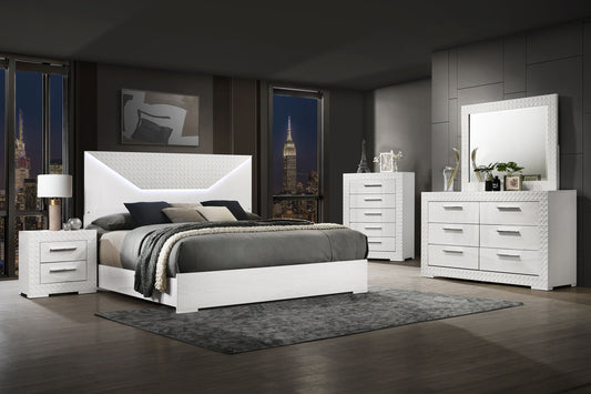 Ives 5-piece Queen Bedroom Set White High Gloss