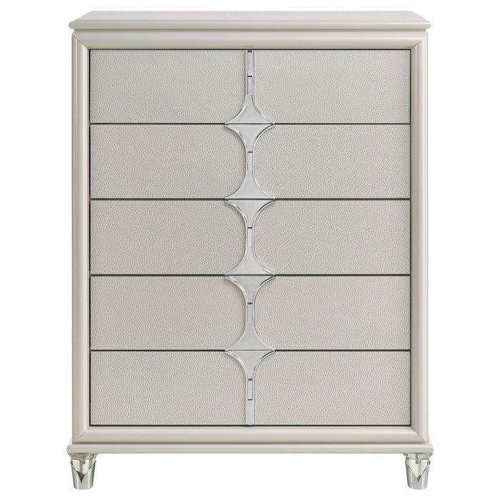 Olivia 5-drawer Bedroom Chest of Drawers Pearl White