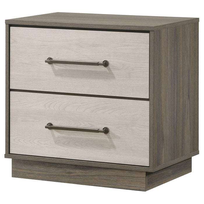 Fenwick 2-drawer Nightstand Bedside Table Grey Oak