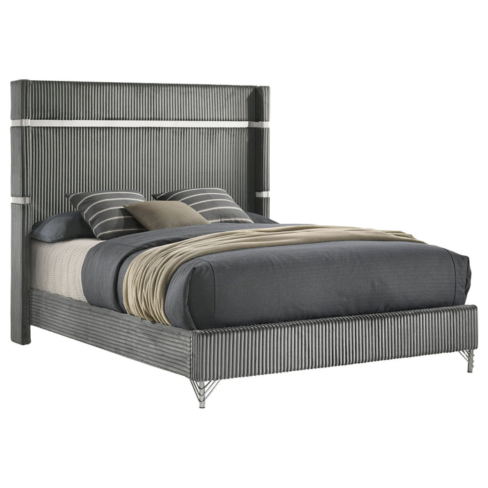 Lucia 61-inch Upholstered Eastern King Panel Bed Grey