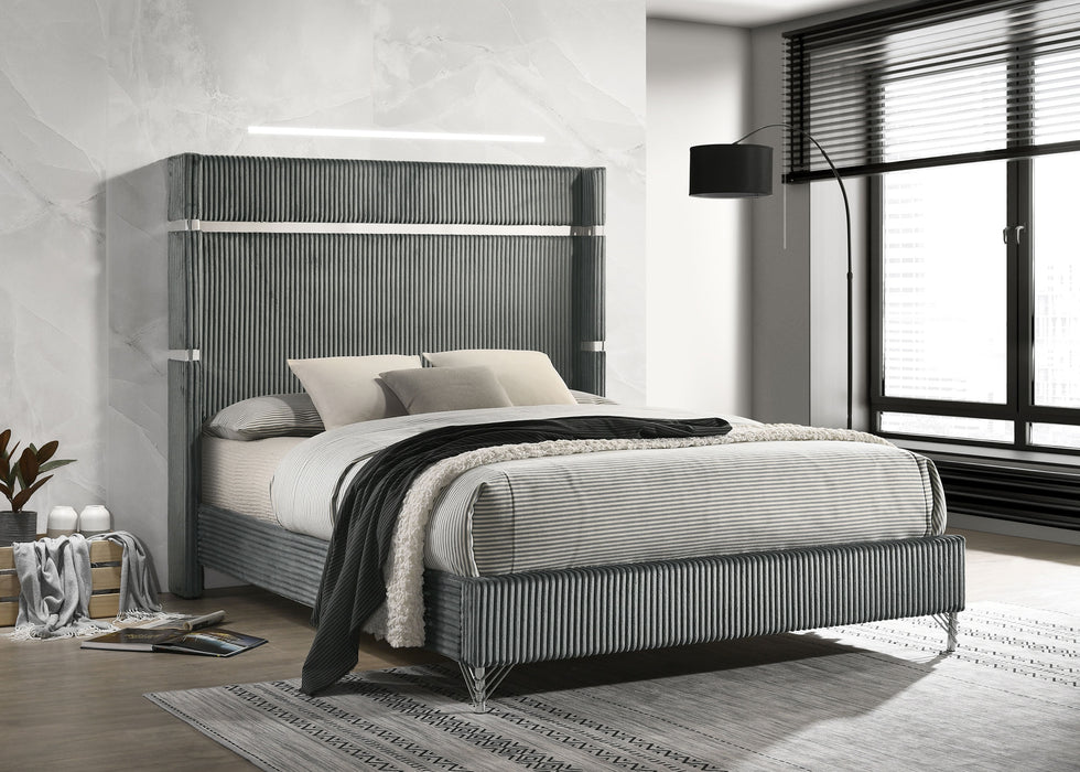 Lucia 61-inch Upholstered Eastern King Panel Bed Grey