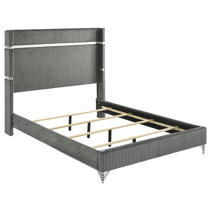 Lucia 61-inch Upholstered Queen Panel Bed Grey