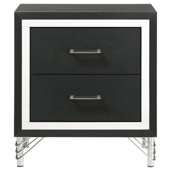 Lucia 2-drawer Nightstand Bedside Table Black