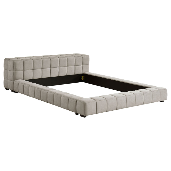 Trinity Upholstered Cal King Platform Bed Light Taupe