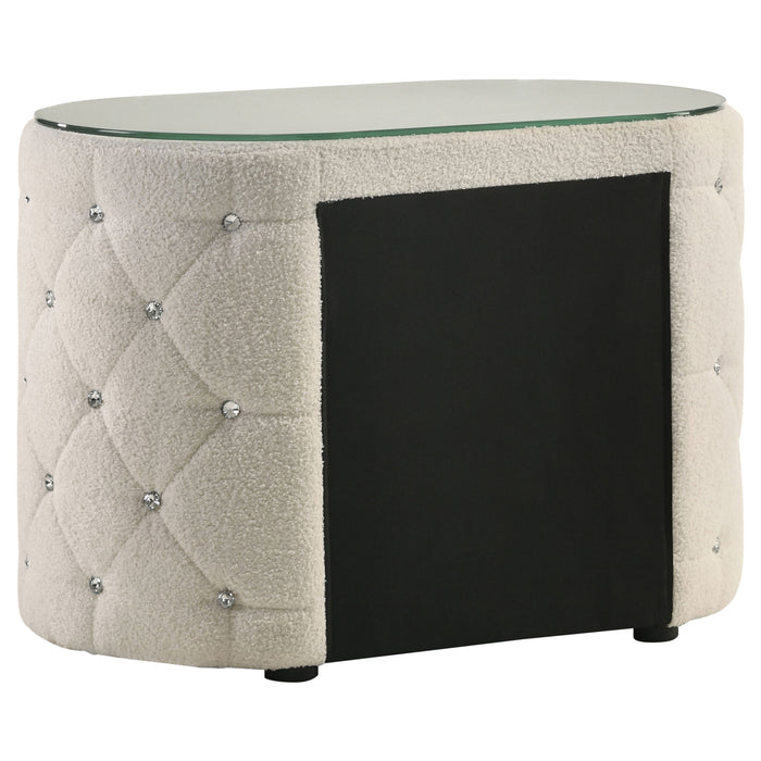 Sonya 2-drawer Upholstered Nightstand Bedside Table Ivory