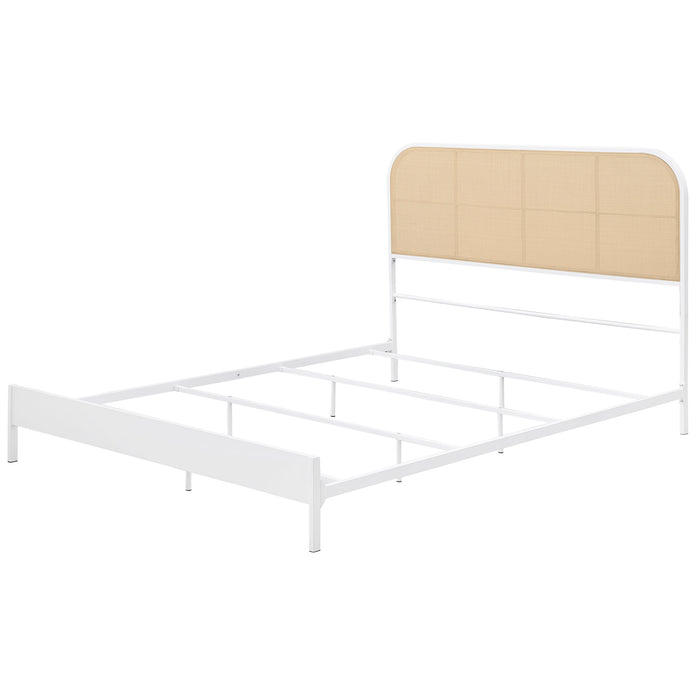 Amherst Radio Weave Rattan Metal Eastern King Bed White