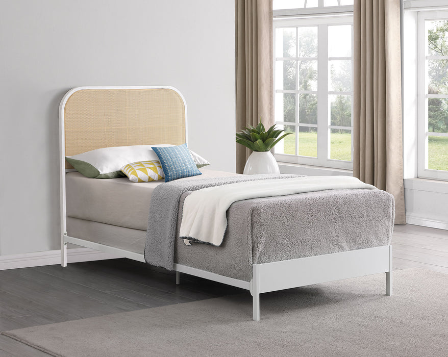 Amherst Radio Weave Rattan Metal Twin Bed White