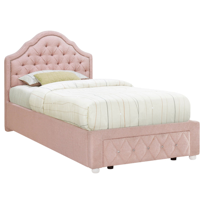 Ashleigh 44-inch Upholstered Twin Storage Platform Bed Pink