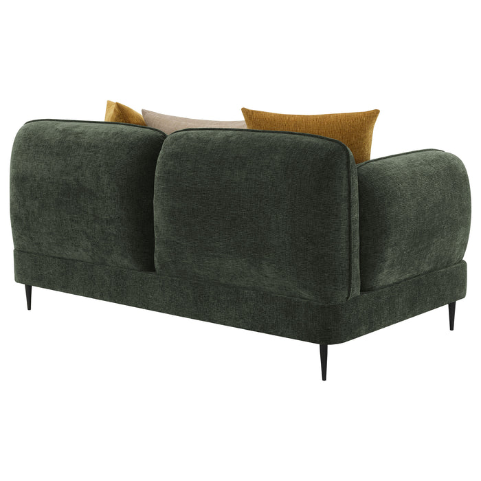 Jade Chenille Upholstered Modern Track Arm Loveseat Green