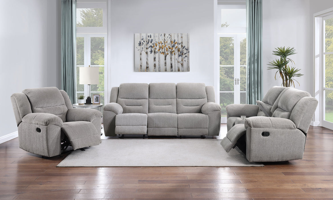 Gilson Chenille Upholstered Reclining Sofa Grey