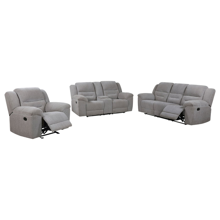 Gilson 3-piece Chenille Upholstered Sofa Set Grey