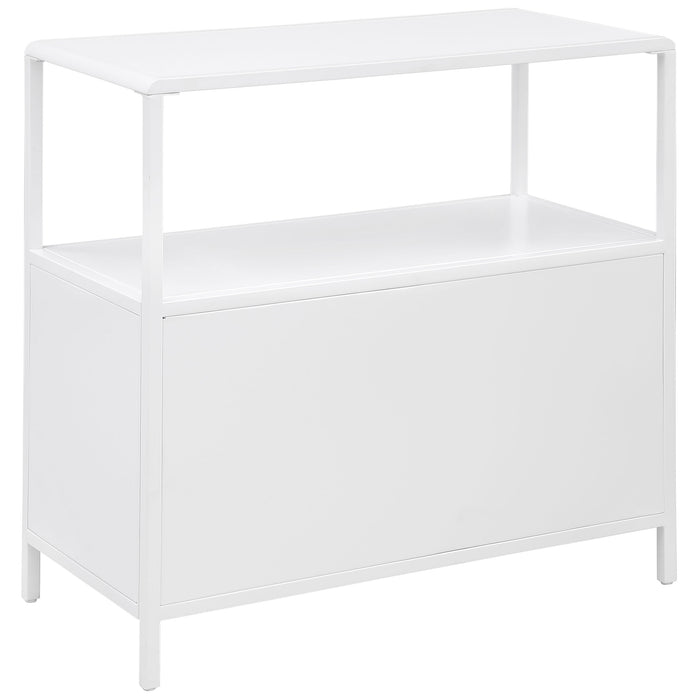 Amherst 2-door Radio Weave Cane Metal Accent Cabinet White