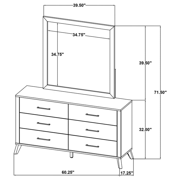 Kaywood 6-drawer Dresser and Mirror Natural Pine