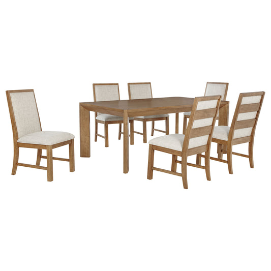 Bruner 7-piece 72-inch Rectangular Dining Set Natural Brown